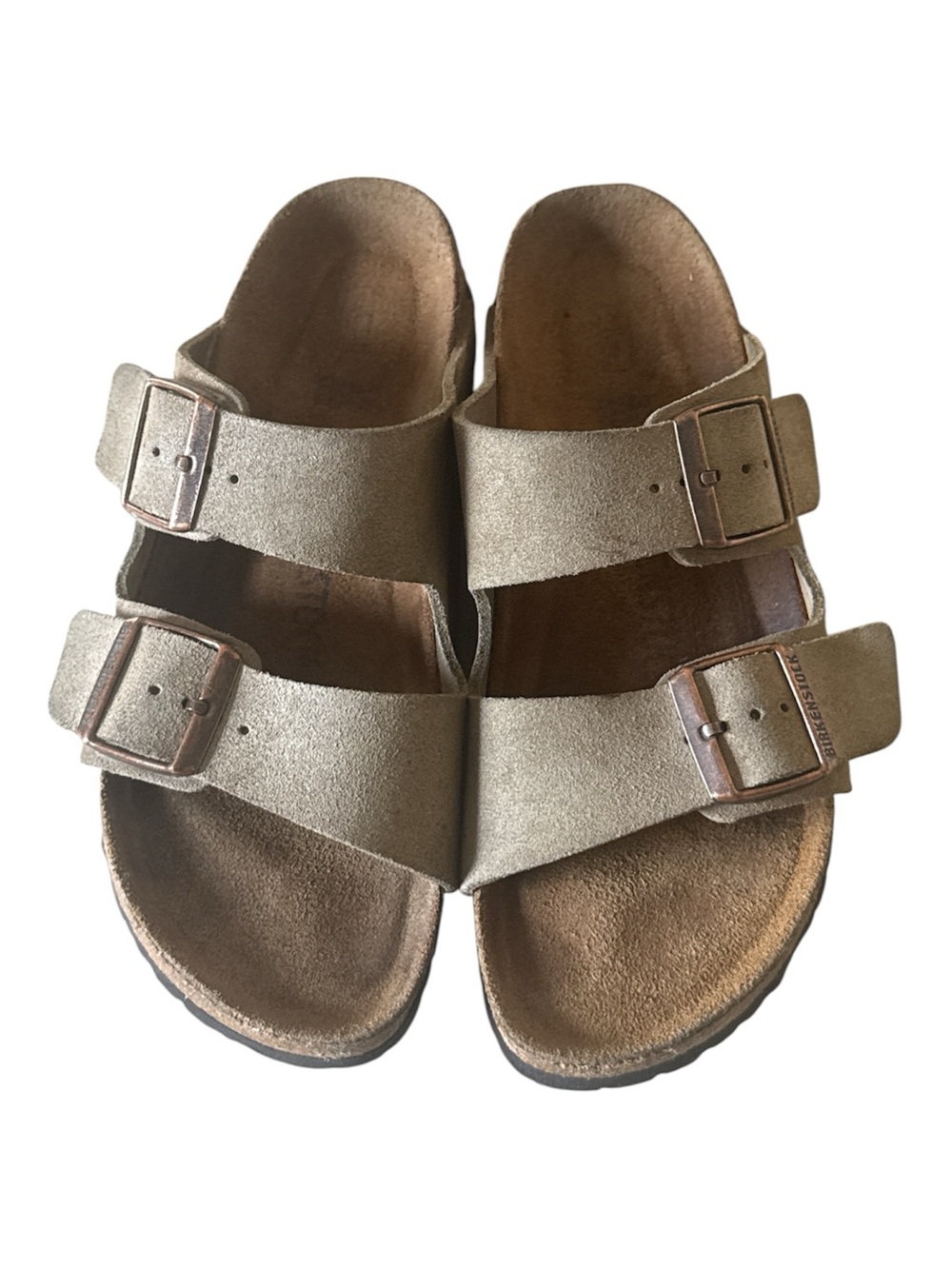 Birkenstock Arizona Taupe Suede Leather Two Strap Sandals EU 37 Women’s 6-6.5